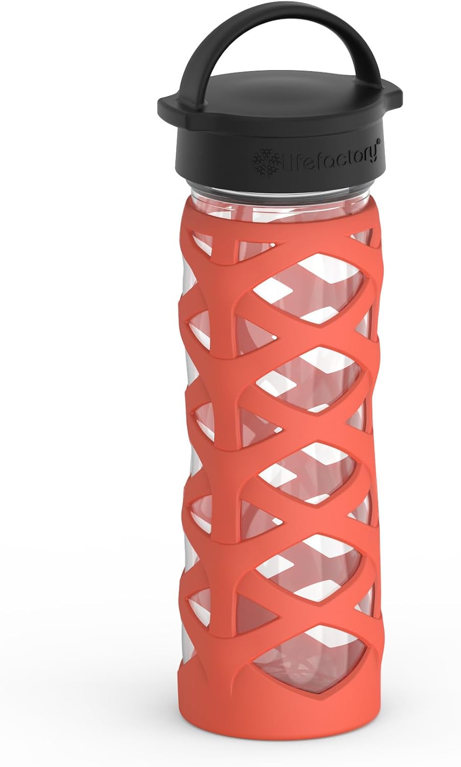 Lifefactory 16 oz Glass Water Bottle with Classic Chug Cap, Orange image 4