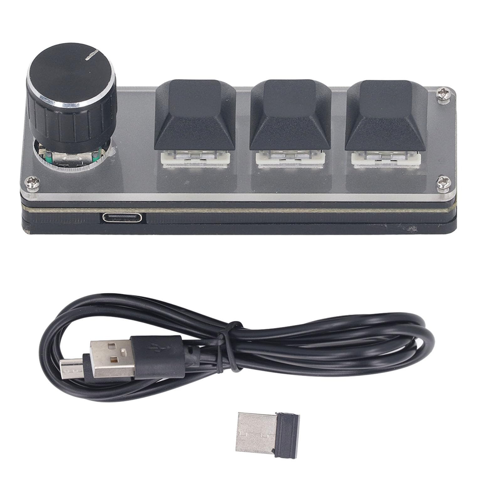 Mini 3-klawiszowa Klawiatura, Przewodowa USB, Bezprzewodowa Mechaniczna Klawiatura do Gier 2,4G z Programowalnymi Klawiszami, Pokrętłem, wymienną. Dostosuj Klawisz Skrótu makro.