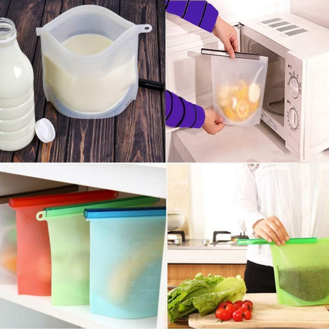 UGU ZONE Silicone Vegetable Food Storage Bag Refrigerator Bags (Multi) 3