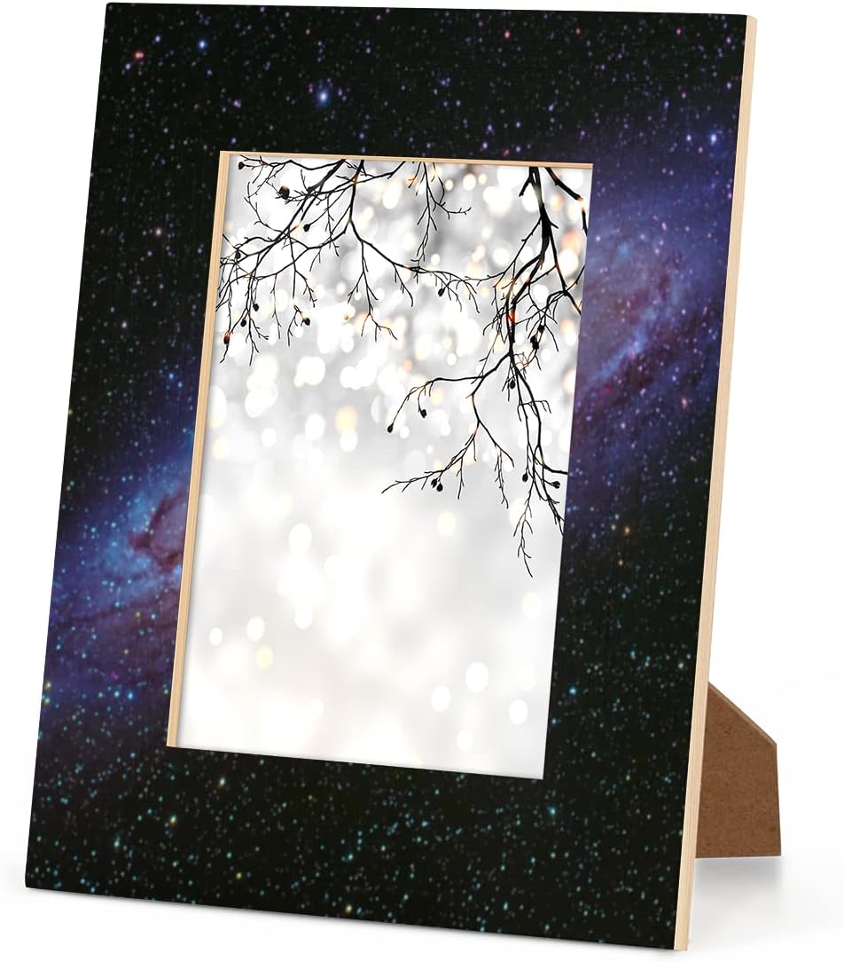 8x10 Picture Frame Galaxy Universe Star Photo Frame for Wall and Tabletop Display Wooden Photo Picture Frame Home Decor
