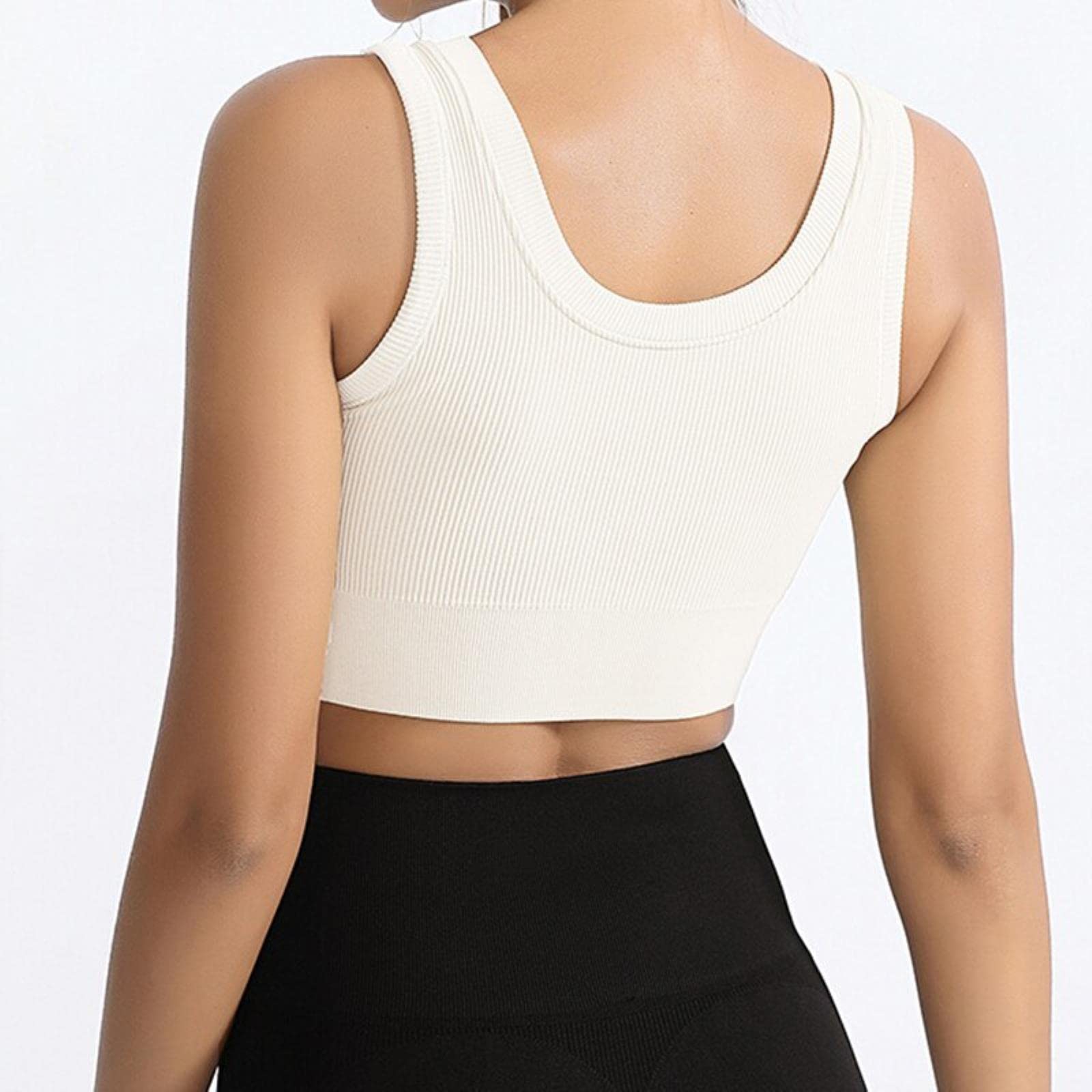 Reggiseno Sportivo per Fitness con Cerniera Frontale Sexy Traspirante Antiurto Crop Top Gilet da Donna Running Gym Training Brassier Sportswear
