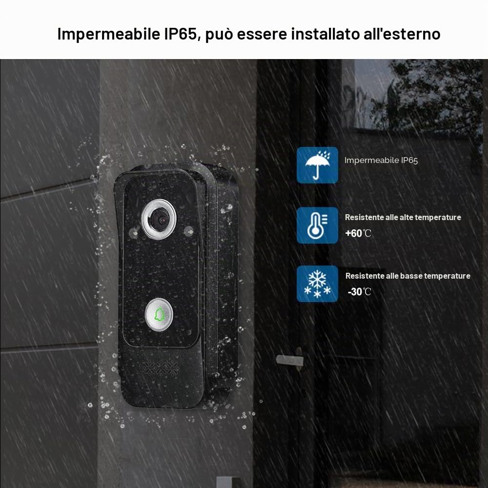 Sistema di videocitofono cablato con schermo a colori IPS da 7 pollici, videocitofono HD 1080P e telecamera da 2 megapixel con supporto per sblocco, citofono bidirezionale
