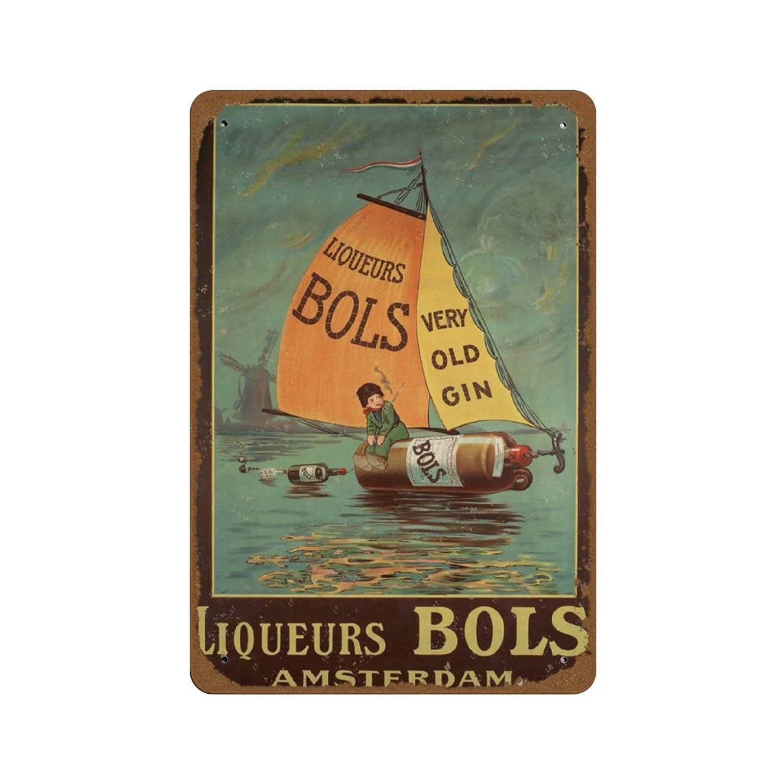 Bols Liqueur Netherlands Vintage Beers Wines & Spirits Art Deco Poster Novelty 8x12 Tin Sign Metal Poster Wall Funny Man Cave Cool Wall Door Warning Sign Aluminum Metal Tin Sign Vintage Style