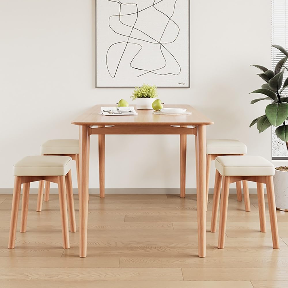 Wooden Stacking Stools - 18 Backless Square Padded Stool with Anti-Slip Foot, Stackable Modern Counter Chair for Home, Office, School, Kitchen