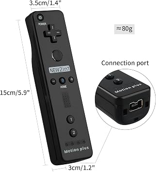 OSTENT 2 in 1 Remote Controller Built in Motion Plus for Nintendo Wii/Wii U Console Game Color Black
