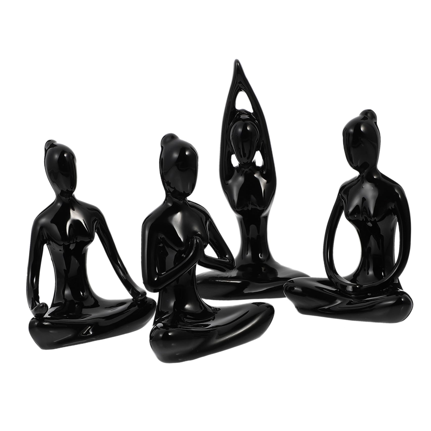 Figurines de yoga en céramique mate noire OSALADI pour déco maison