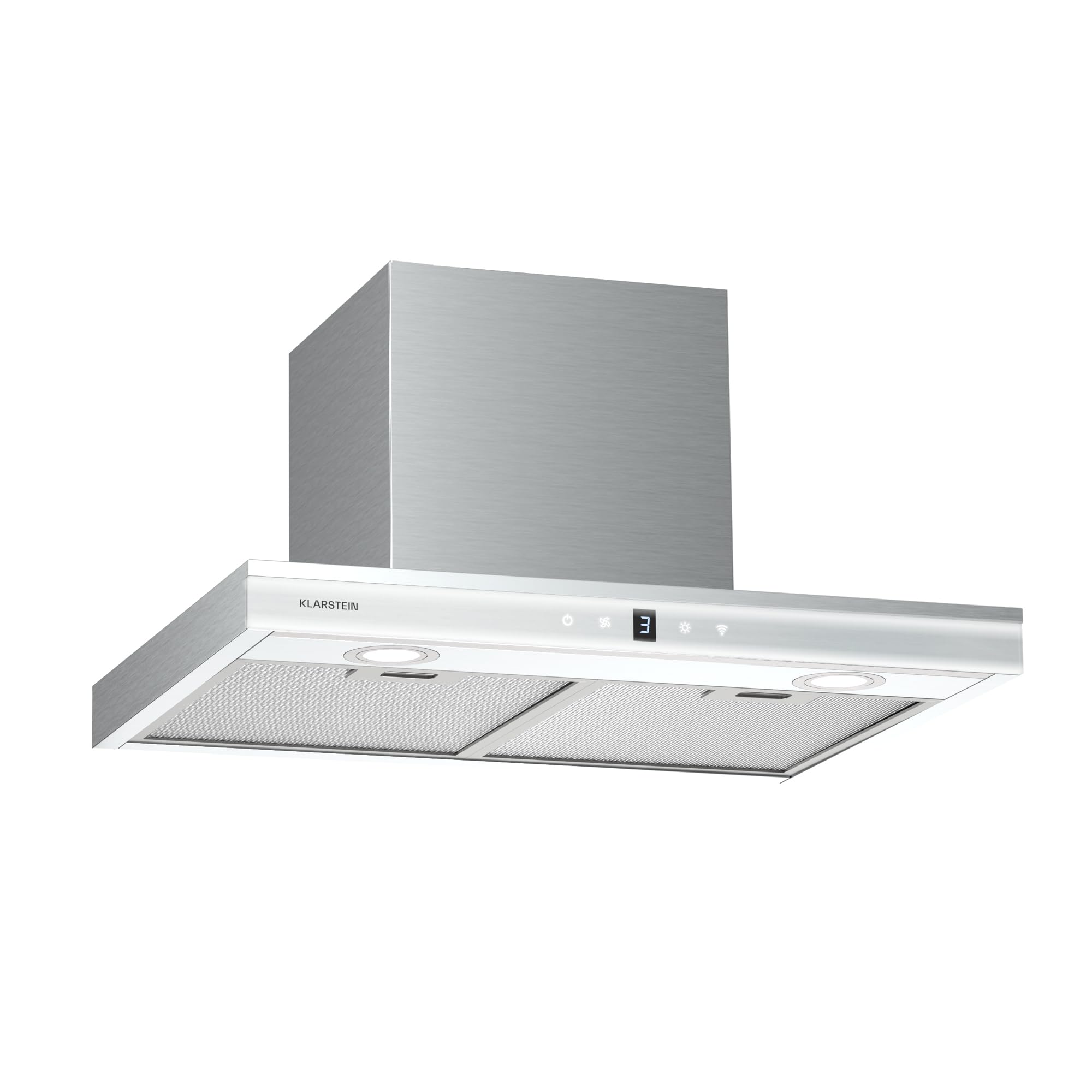 Klarstein Auriana okap kuchenny – 60 cm, przepustowość powietrza 700 m³/h, efektywność energetyczna A+, sterowanie Wi-Fi i dotykowe, oświetlenie LED 6000 K, silnik 110 W, czarny, filtr powietrza