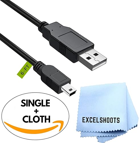 Miniatura 2 de Cable mini USB (paquete de 10, 6 pies) compatible con cámara digital Canon EOS Rebel T7 DSLR y otros dispositivos, paño de limpieza, transferencia