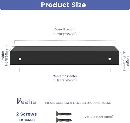 Miniatura 3 de Peaha Paquete de 30 manijas de gabinete de cocina de 5 pulgadas, tiradores negros para cajones de tocador, borde de puerta, tiradores de dedo de