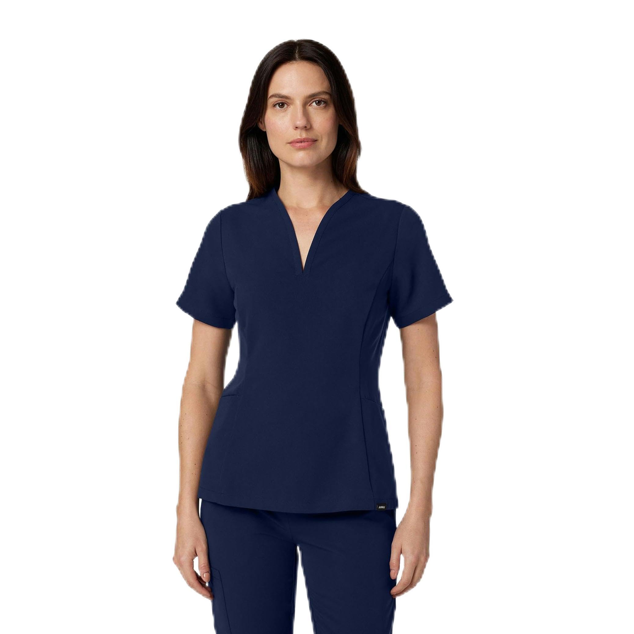 JAANUU Calix Womens V-Neck Scrub Top UltraLAST 4-Way Stretch Moisture-Wicking 2 Pockets Fit Flare Medical Uniform Top