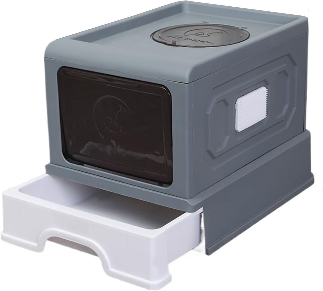 Litterbox Fully Enclosed Cat Litter Pan, Cats Litter Box with Front Entry & Top Exit Large Space Toilet Boxes, Drawer Cat Litter Box Pet Supplies Cat Litter Tray(Blue)