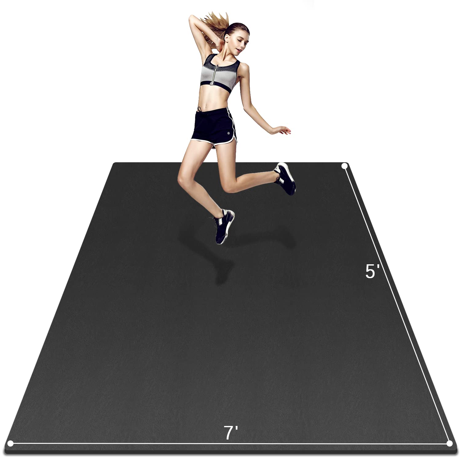 Photo 1 of Thick exercise mat workout yoga - mats for Instant home gym flooring protector,large fitness mat High Resilience, Ultra Comfortable Big Mat for Men and Women Fitness,Durable & Non-Slip pilates mat Black