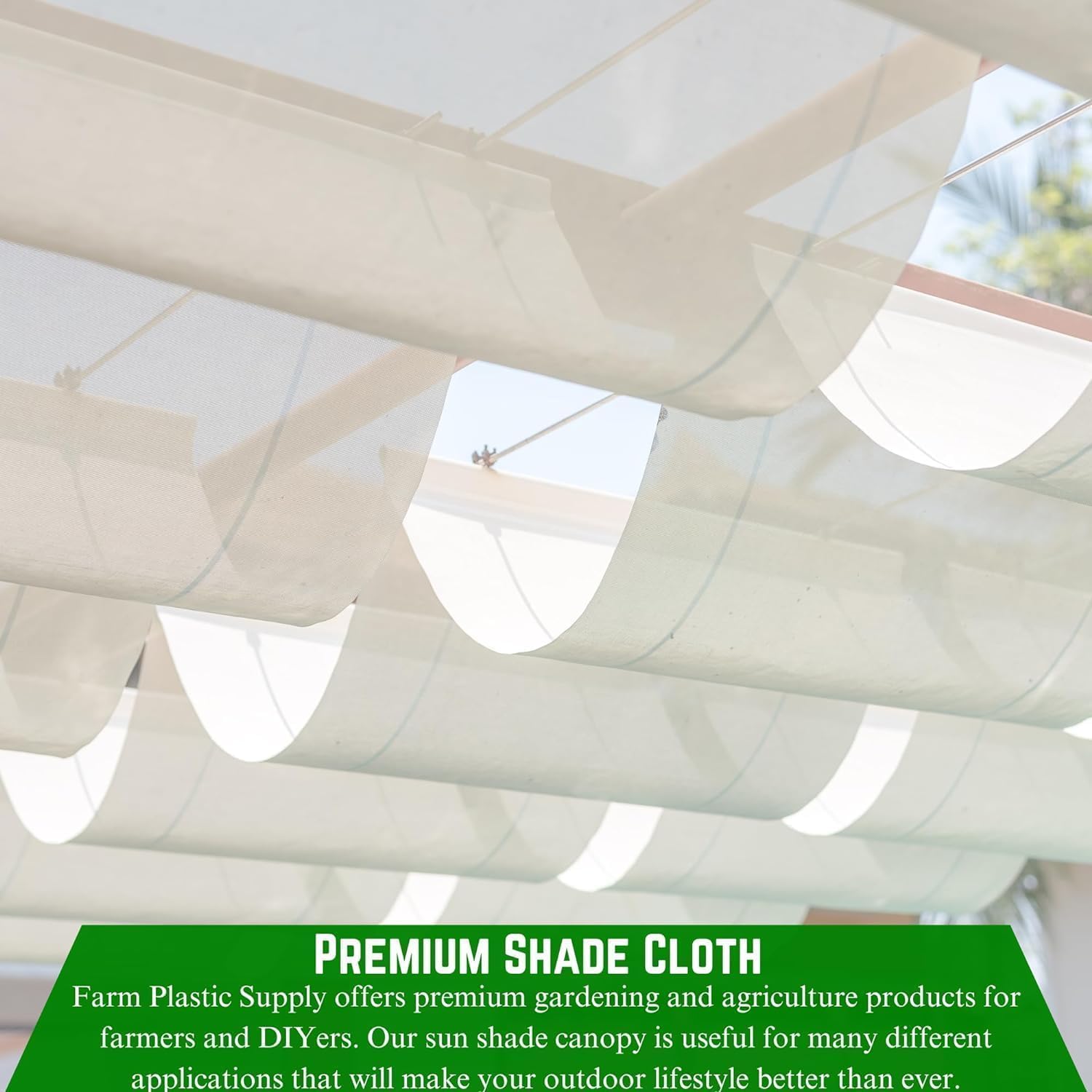 Farm Plastic Supply - White Shade Cloth - 50% - Mesh Fabric for Fence Privacy Screen, Garden Shade, Mesh Fence Screening, Shade Cloth Rolls, Wind Screen (32' x 50')