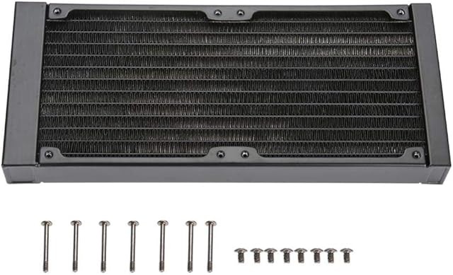 Mugast Aluminum Radiator, Computer Water Cooling 120mm / 240mm / 360mm Radiator G1 / 4 Thread Water Separator, 12 Tubes Water Cooler Heatsink Radiator for PC Water Cooling(240mm)