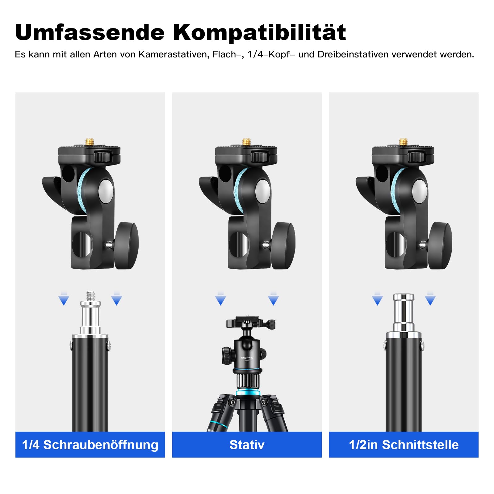 Godox AD-E2 Staffa per flash Supporto per ombrello in metallo Staffa per ombrello con vite standard da 1/4" e adattatore per ombrello per AD100 AD100Pro AD200 AD200Pro