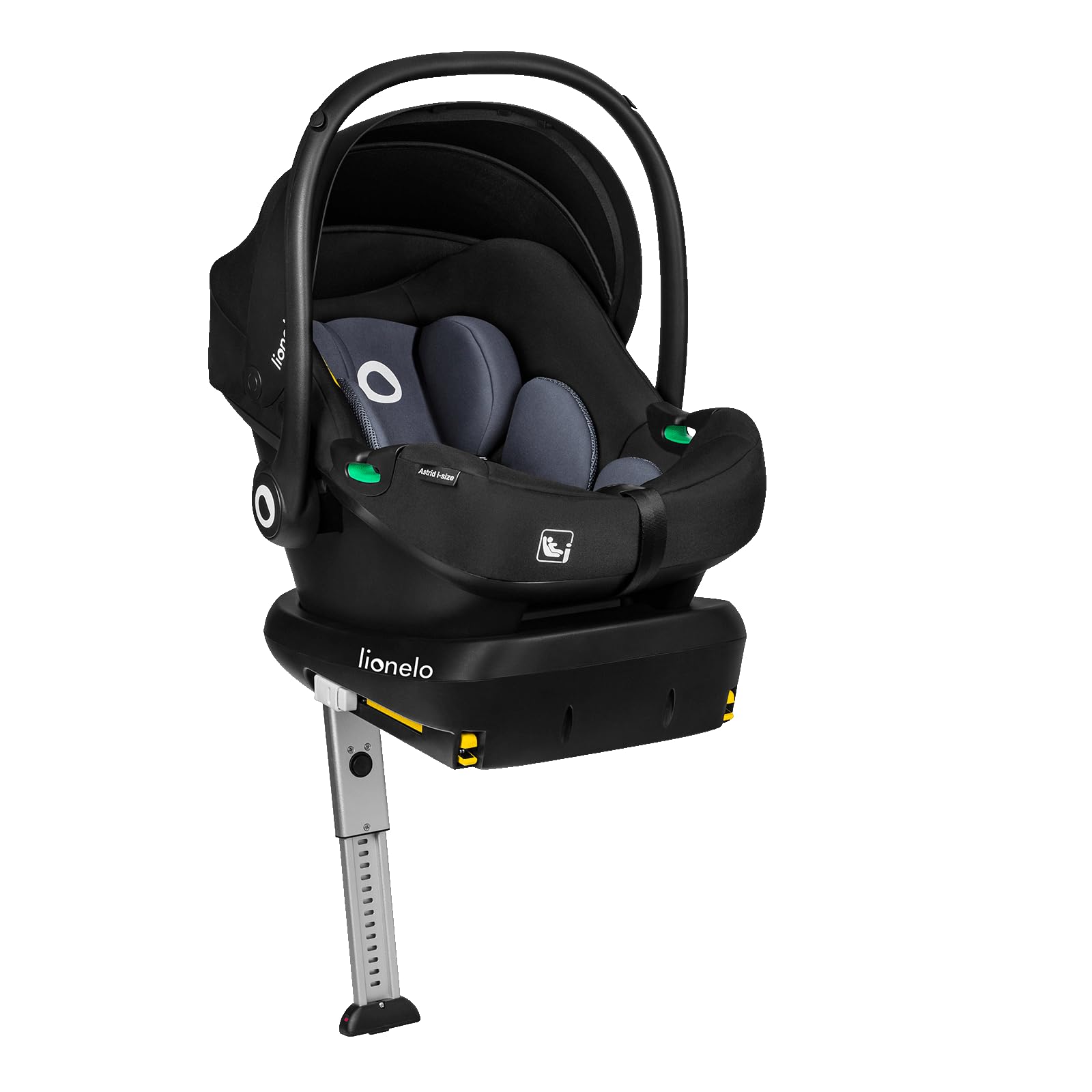 LIONELO Lemmy i-Size Base, Basis für Lionelo Lemmy-Autositz, einfache Installation mit ISOFIX-System, konform mit dem i-Size-Standard, Snap-in-Installation, Anzeige für die korrekte Installation