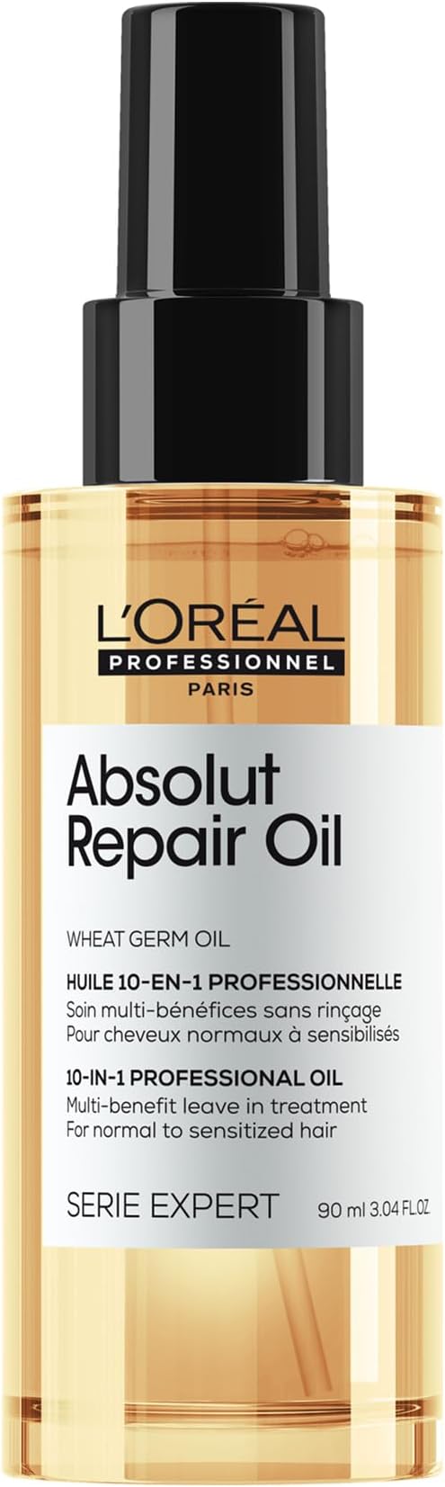 L'Oreal Professionnel Paris Absolut Repair 10-in-1 Oil - Nourishing Multi-Benefit Hair Oil For Dry & Damaged Hair, Repairs Damage Repair & Provides Shine