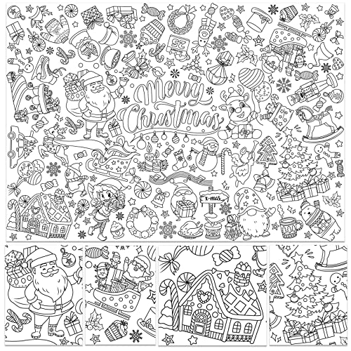 HOWAF Christmas Activity Pack Giant Colouring Poster for Kids Merry Christmas Coloring Books Santa Christmas Tree Christmas Table Cloth Colouring Paper for Boys Girls Xmas Decorations - Image 4
