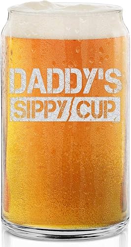 shop4ever Daddy's Sippy Cup - Vaso de cerveza de 16 onzas, grabado con láser, divertido regalo para el día del padre o nuevo papá