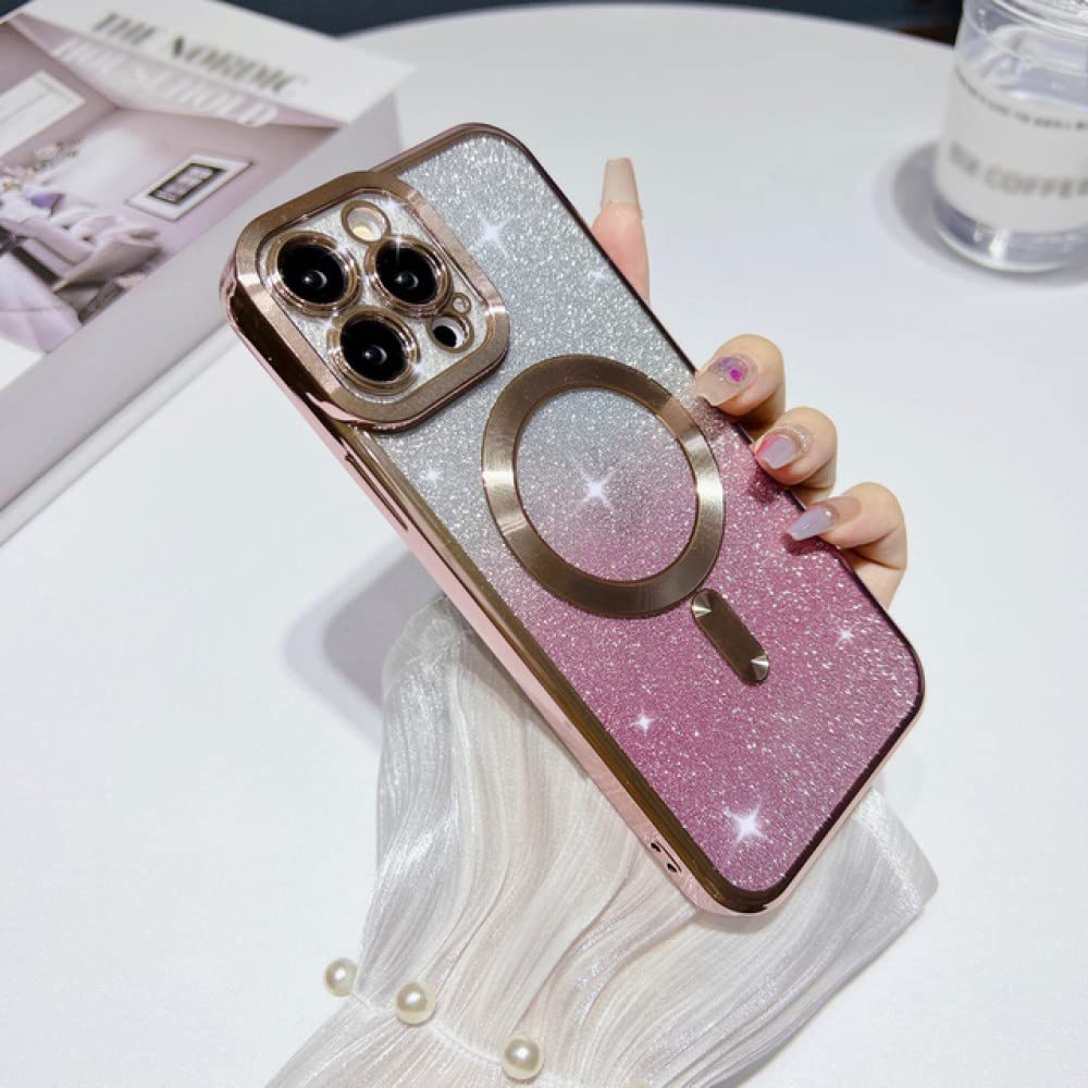 Coque iPhone 11 Paillettes Antichoc Rose Magnétique Souple Dégradé