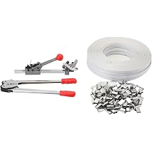 Banding Packaging Pallet Strapping Kit ECUTEE Pallet Packaging Strapping Tool All-in-One Poly Strapping Tensioner Tool,400 Metal Seals,4 x 38M PP Belt Packaging Strapping Banding
