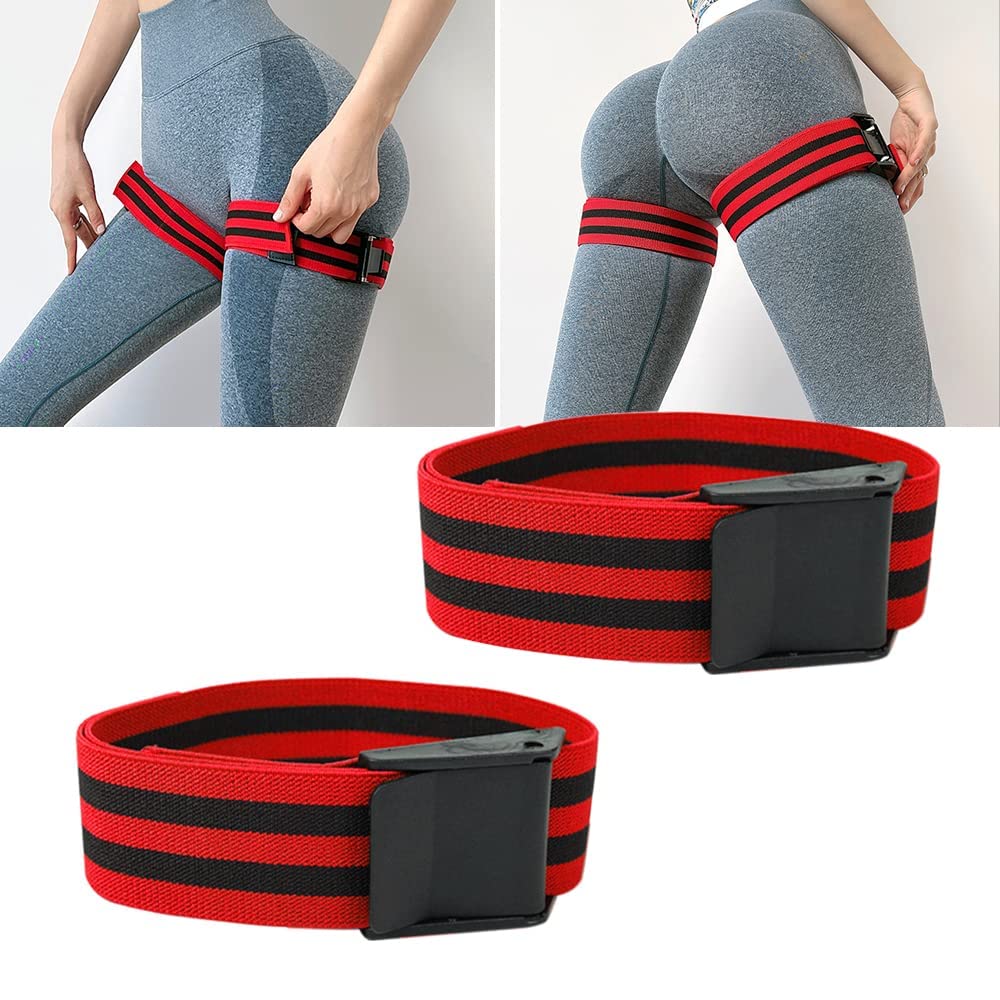 KASTWAVE Blood Flow Restriction Bands for Weight Lifting, Butt Thigh Arms & Legs Booty Workout, Occlusion Training Glutes Hip Building, 2 Inch Wide Strong Adjustable Women, Men(2 Pack,Red)
