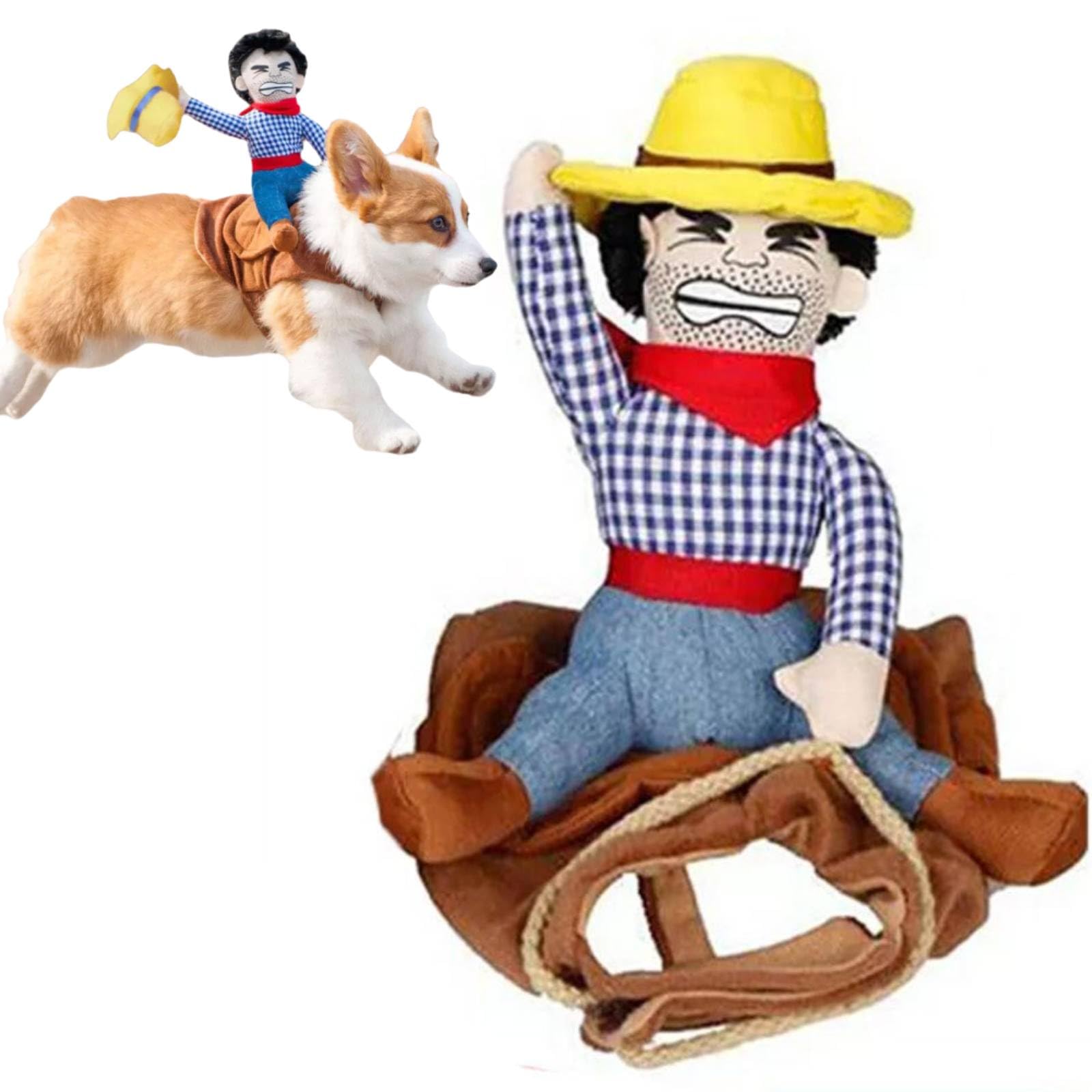 Generic Cowboy Rider Dog Costume, Halloween Dog Costume, Funny Dog Christmas Costume, M, Cotton, Polyester, Size M