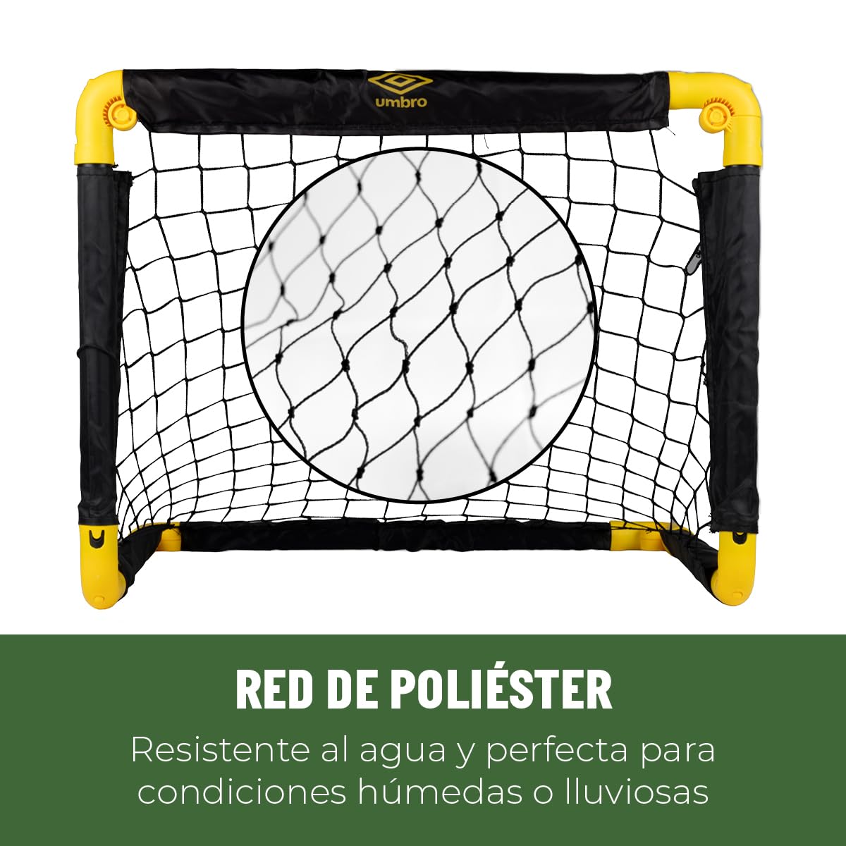 Umbro Portería de fútbol plegable 50x44x44 cm para jardín niños adultos interior exterior Negro/Amarillo