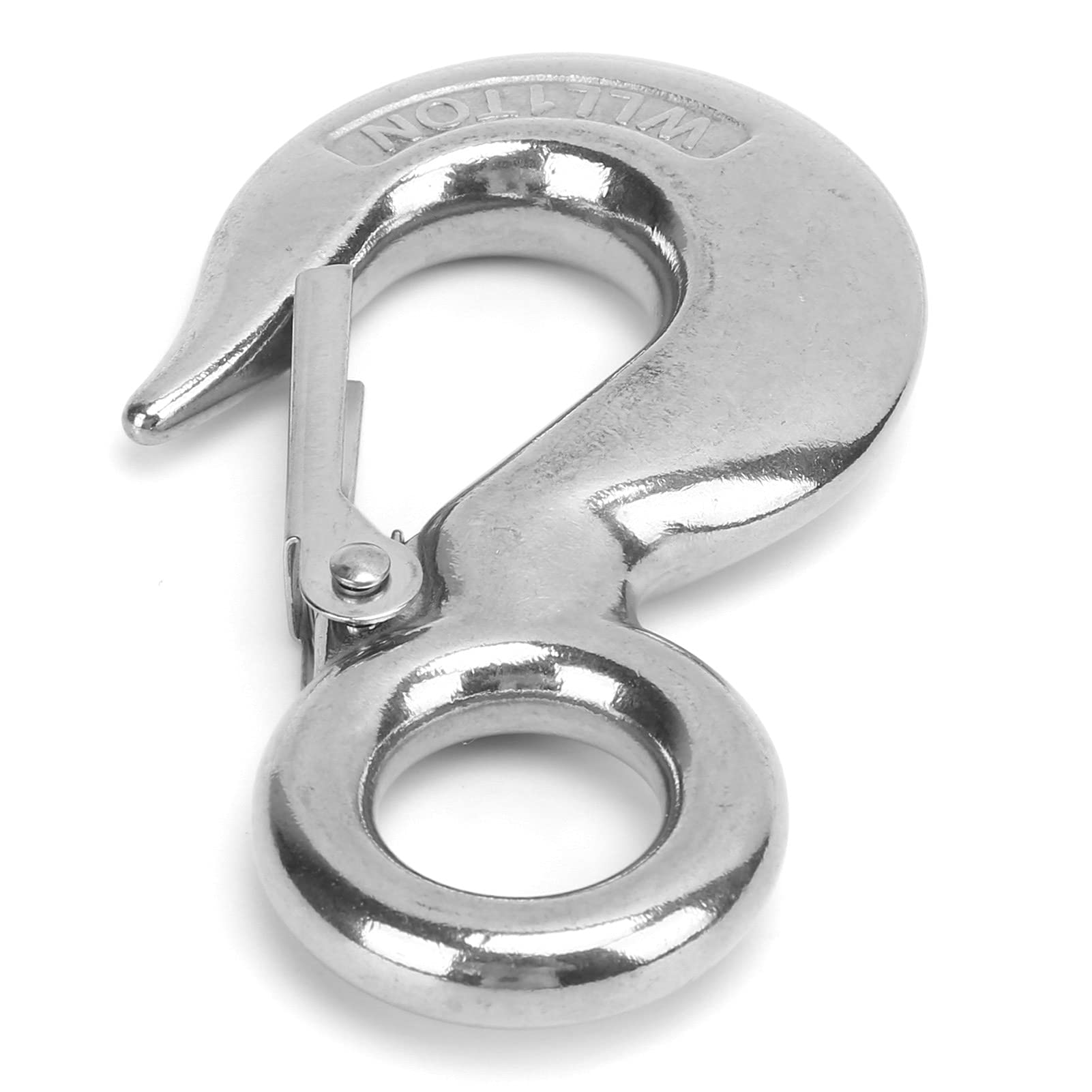 3 pezzi Gancio a Slittamento per Occhi con Chiusura di Sicurezza, Gancio a Slittamento in Acciaio Inox per Sollevamento con Occhielli, Gancio a Slittamento Lucido di Grado Marittim (1T)