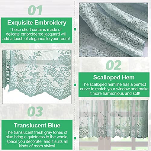 SIYINGSAERY Kitchen Window Curtains Valance Short Cafe Net Curtains Small Half Tier Curtains Rod Pocket Bistro Curtain Lace Tier Curtain Half Window Treatment for Home Decor, 51" W*16" L(Green) - Cosy Home Interiors SIYINGSAERY Kitchen Window Curtains Valance Short Cafe Net Curtains Small Half Tier Curtains Rod Pocket Bistro Curtain Lace Tier Curtain Half Window Treatment for Home Decor, 51" W*16" L(Green) - Image 4