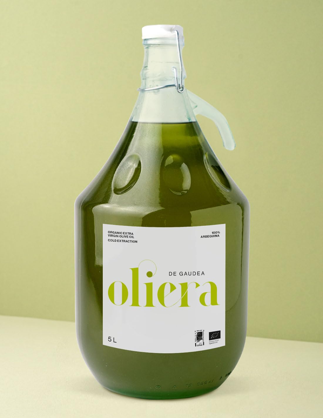 Aceite de arbequina 5 litros - Ecológico - Vidrio - Cosecha 2025 - 2026