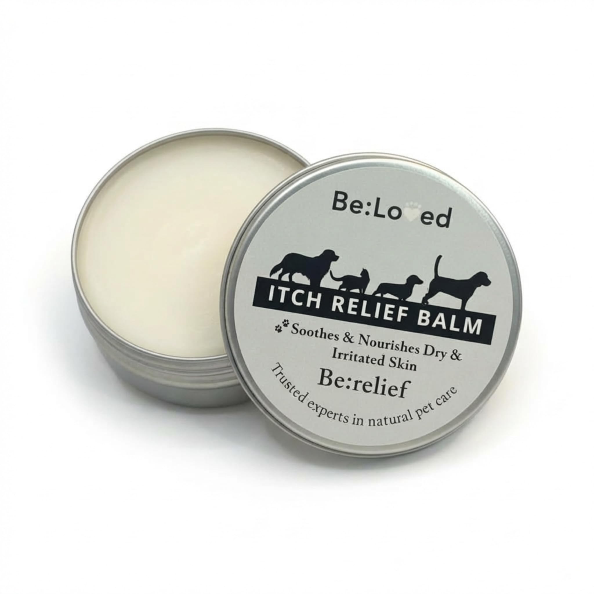 Be:Loved - Be:Itch Free Balm - 60g - Soothes & Nourishes Dry & Irritated Skin - Natural Beeswax, Shea Butter & Coconut Oil – Dog Accessories, Cat Products - Paraben Free – Handmade in the UK