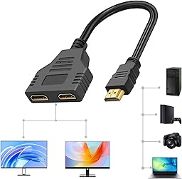 BaZuyunMd Répartiteur HDMI 1 x 2, multiplicateur de signal 4K, 1 entrée 2 sorties, compatible HDCP 1.4, pour téléviseurs LED, écrans LCD et projecteurs