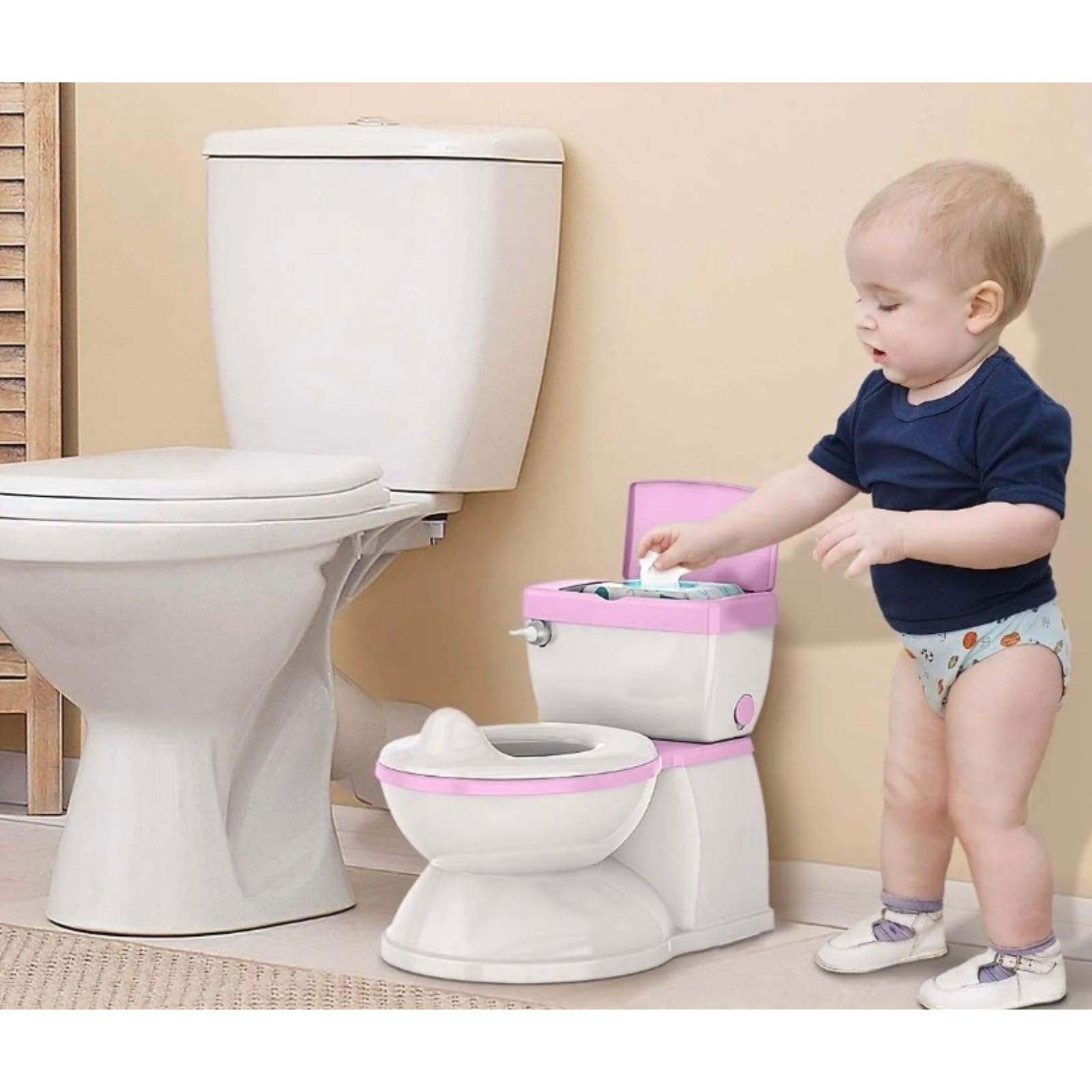 BABYBOND Kindertopf für Babys und Kinder mit Spülgeräusch Kindertöpfchen (Rosa)