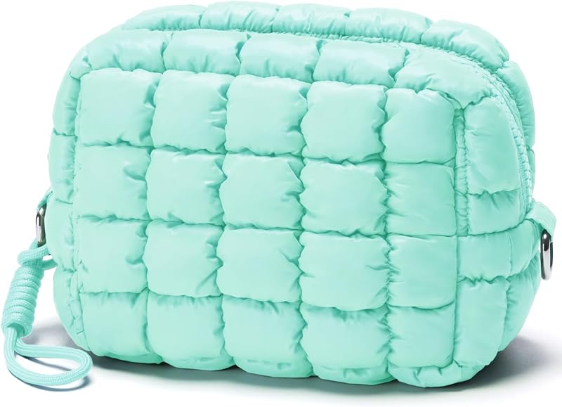Necessaire de maquiagem acolchoada Unilily Aqua com zíper e alça removível