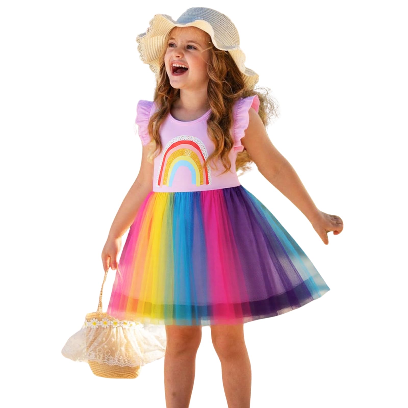 HILEELANG Little Girl Short Sleeve Dress Easter Cotton Casual Applique Tunic Shirt Dresses