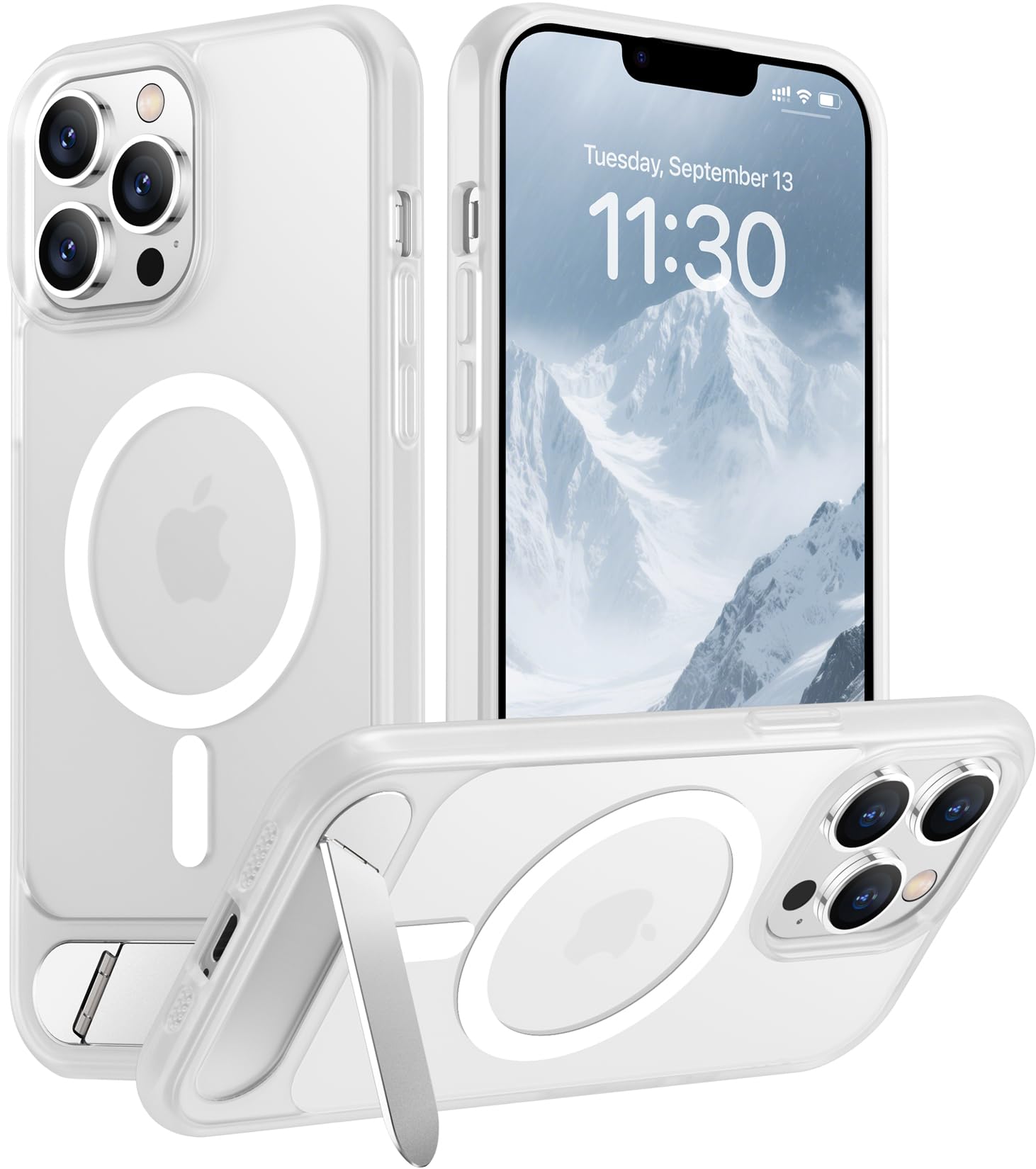 Temdan Magnetic Compatible with iPhone 13 Pro Case, [Built-in Invisible Kickstand][Compatible with MagSafe] [Military Grade Shockproof] Slim Translucent Matte Phone Case for iPhone 13 Pro 6.1"