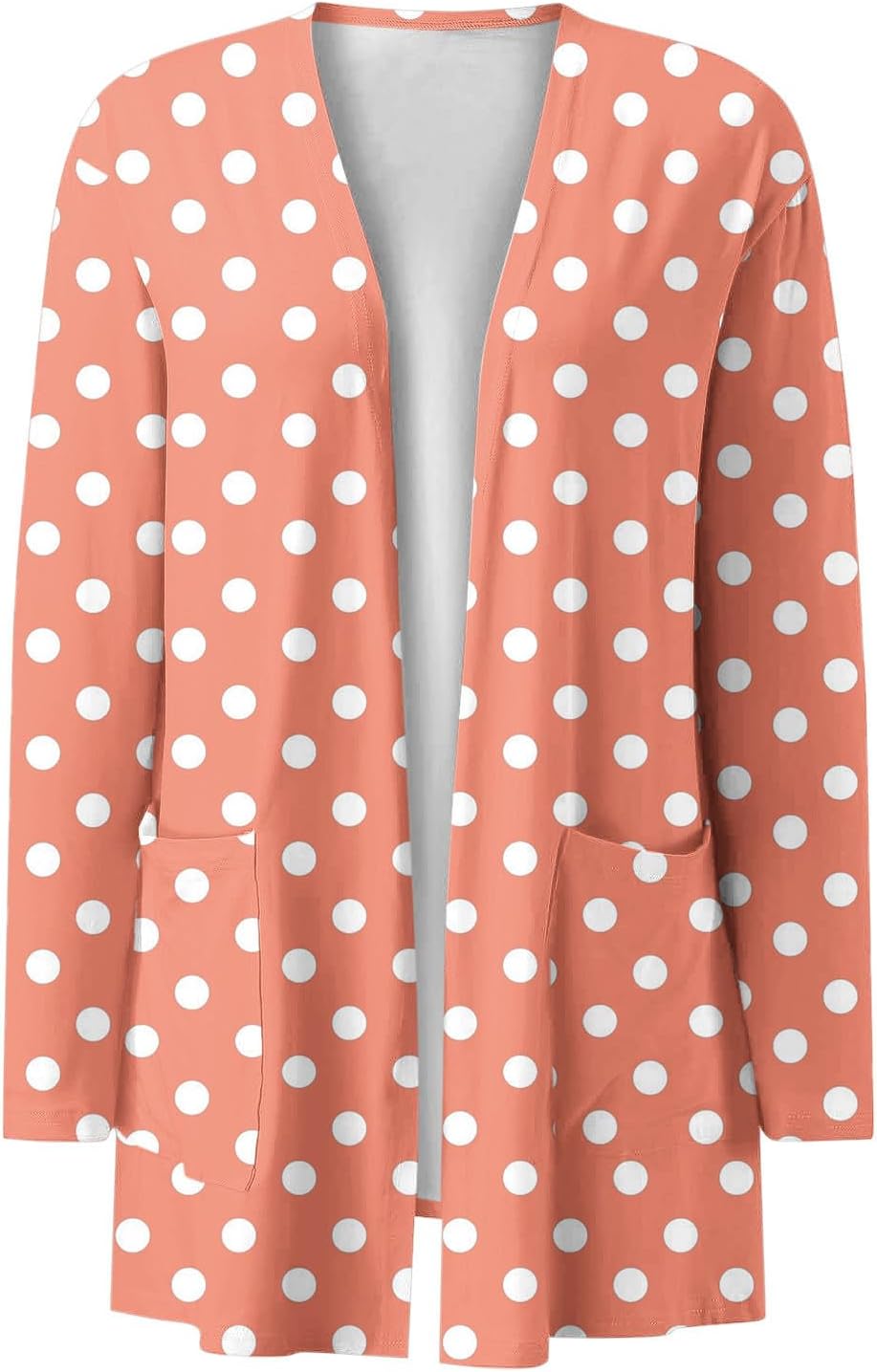 Light Weight Cardigan Women with Pockets Ladies Fall Casual Polka Dot Long Sleeve Graphic Print Open Front Cardigans