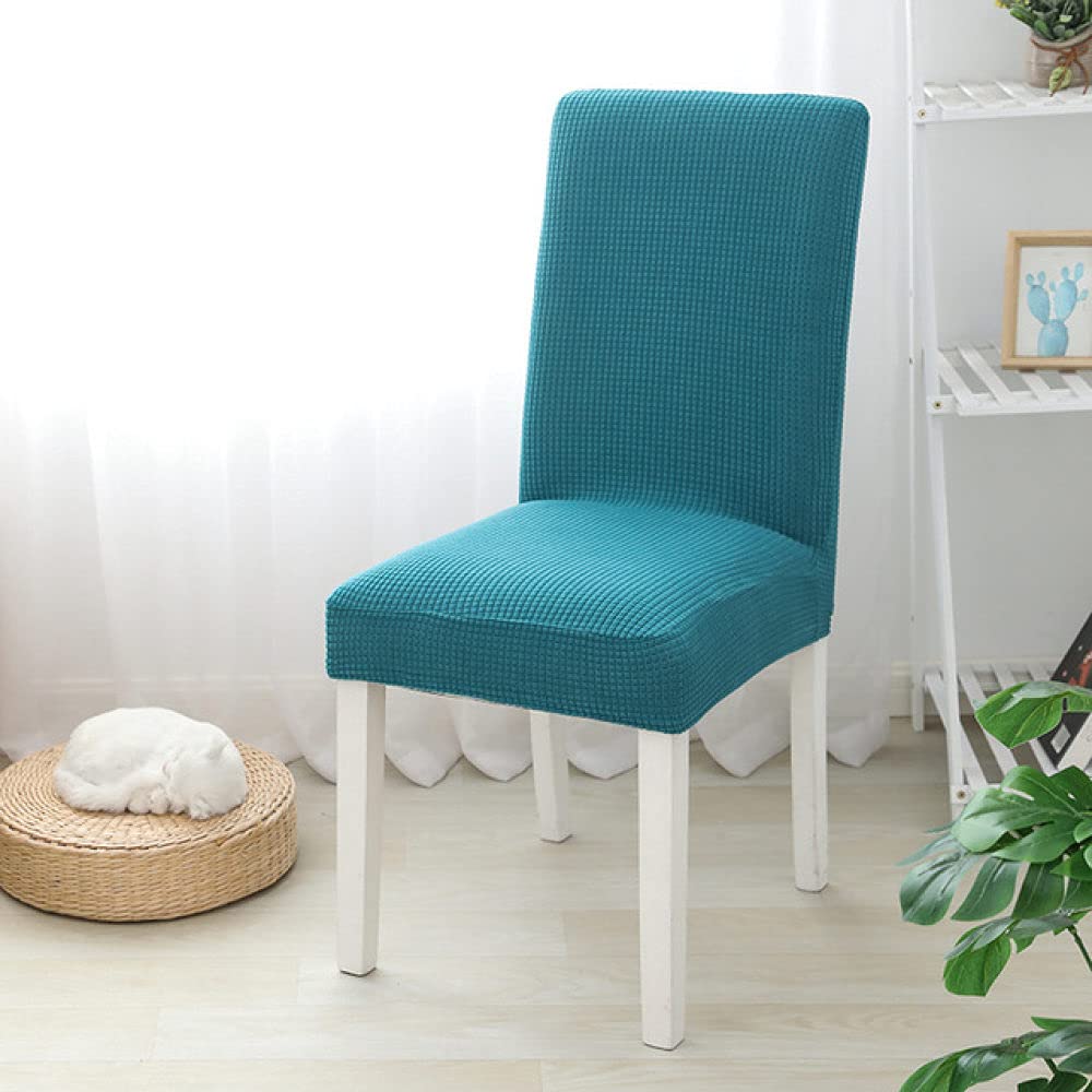 Housse de Chaise Jacquard Spandex élastique pour Long Dossier, Bleu, Lot de 6