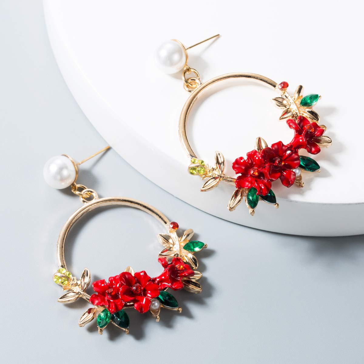 Flower Design Earrings for Women Jewelry Creative and Exquisite Workmanship Red