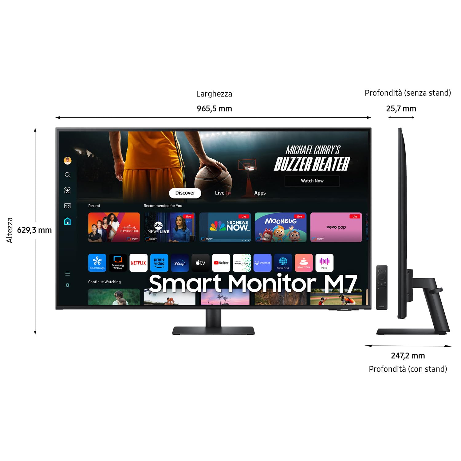 Monitor Smart M7 43 Pollici 4K UHD Streaming - Dettaglio