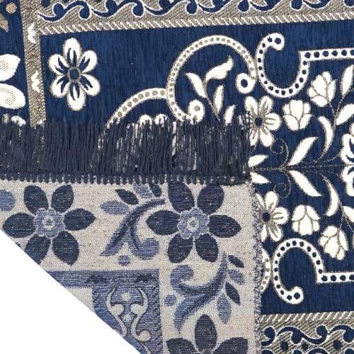 Image of Velvet Floral Janamaz Mat | Prayer Mat /Meditation Janamaz for Namaz /Meditation Mat /Muslim| Size 27x50| Washable Soft Prayer Mat (Blue)