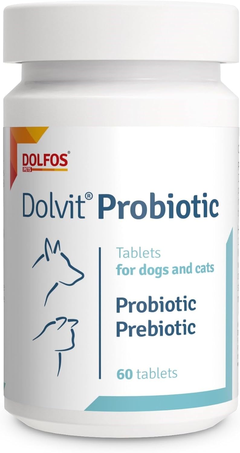 Dolvit Probiotic 60 Tablets Prebiotic Digestion Aid Dogs Cats with Beta Glucan for Immune Support