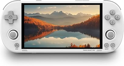 𝗧𝗿𝗶𝗺𝘂𝗶 Smart Pro Retro Game Console 4.96-Inches 720x1280 IPS Screen Built-in 64G TF Card Video Gaming Consoles 5000mAh Lithium Battery Supports Multiple Simulators Casual Game Console(White)