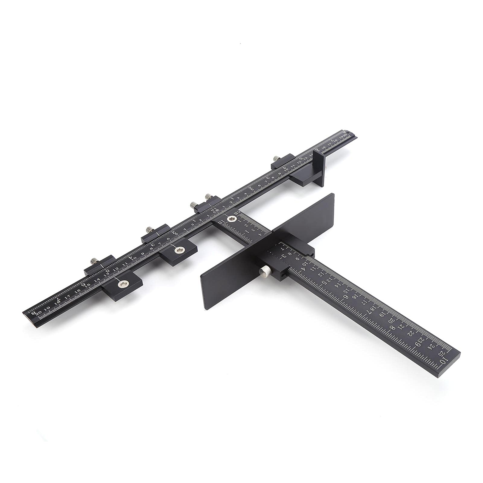 Regla en T de Aleación de Aluminio Posicionador de Orificios Multifuncional Trazador Dibujo Regla en T Posicionador de Orificios Regla de Carpintero para Carpintería Medición Carpintero Herramienta de