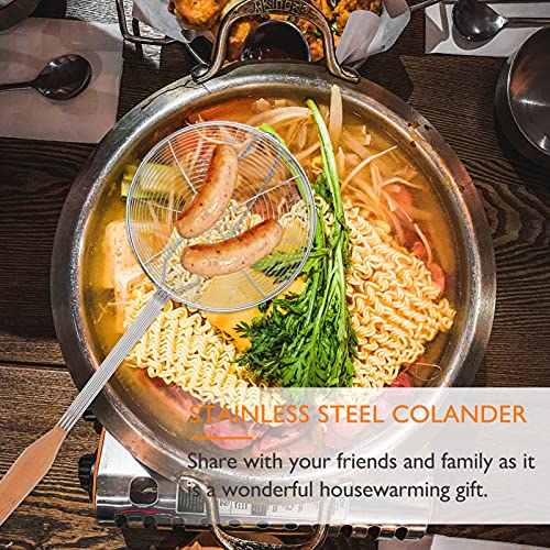 Hemoton Spider Strainer Stainless Steel Skimmer Ladle Wire Pasta Strainer Spoon Hot Pot Colander With Handle For Cooking Frying Kitchen Utensils Silver #TOP3