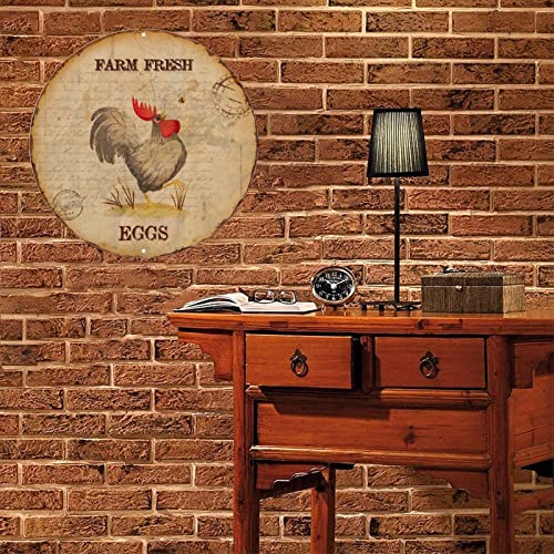 Round Metal Sign Plaque Farm Fresh Eggs And Chicken Funny Metal Accent Decorative Custom Retro Metal Sign Plaque For Restaurant Indoors Outdoors Kitchen Vintage Wall Decorations Poster Sign Plaque #TOP2