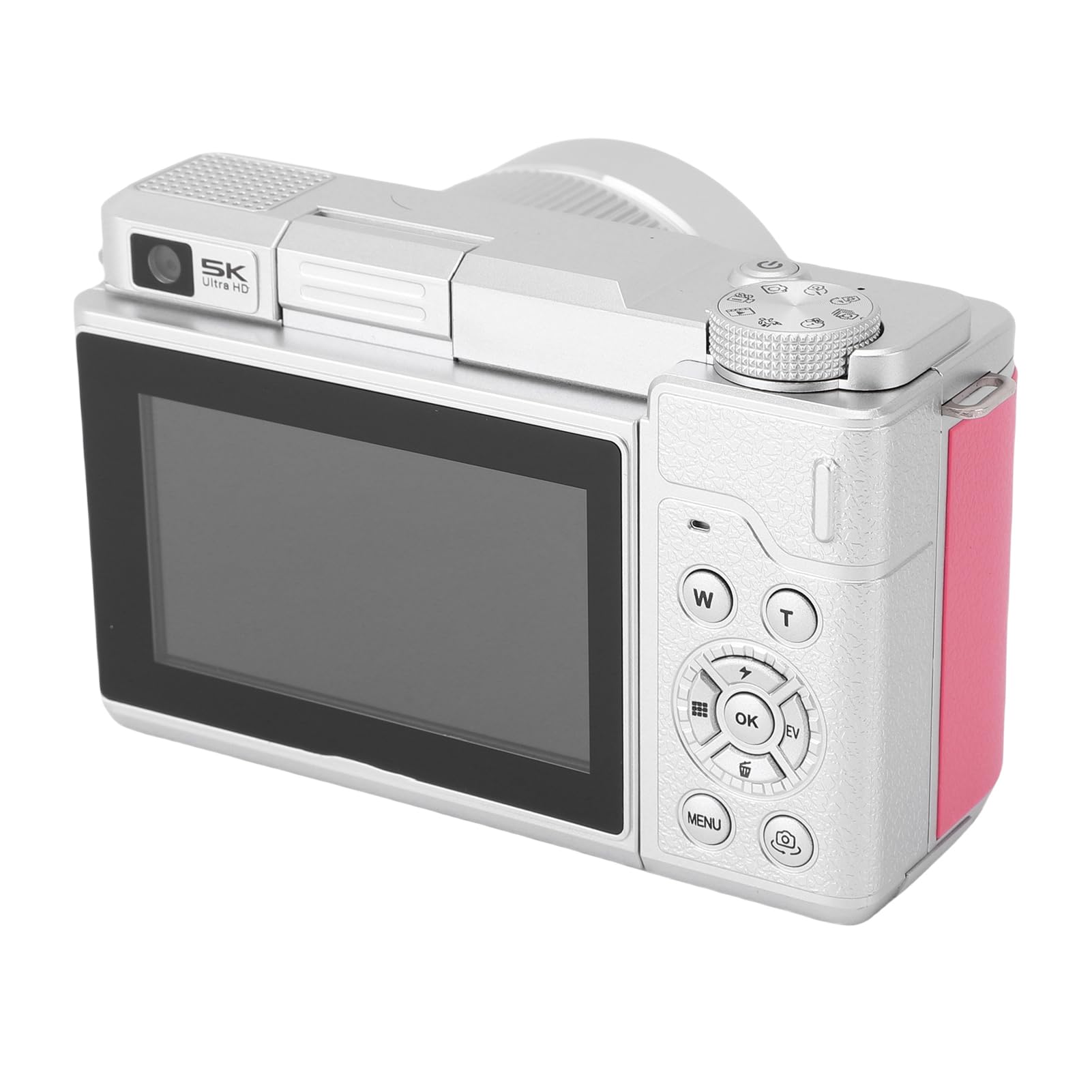 VBESTLIFE Fotocamera Digitale 5k per Fotografia, Fotocamera da Vlogging Wifi a Doppia Lente da 80 MP per YouTube, Zoom 18x, Telecamera da Viaggio Compatta da 3 "a 180 ° (PINK)