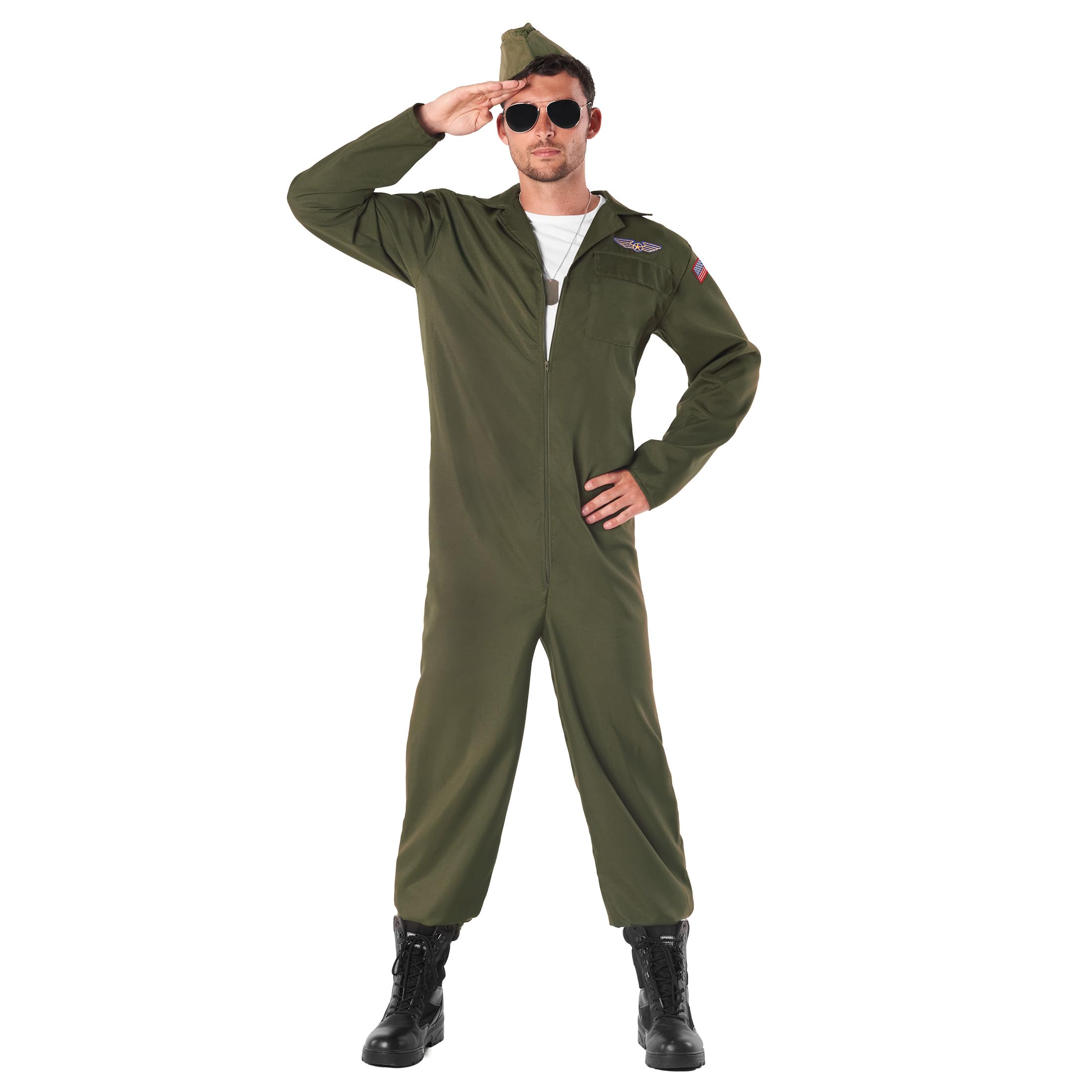 fun shackFlight Suit Costume for Men, Air Force Jumpsuit, Mens Fighter  Pilot Outfit, Aviation Costume for Adults