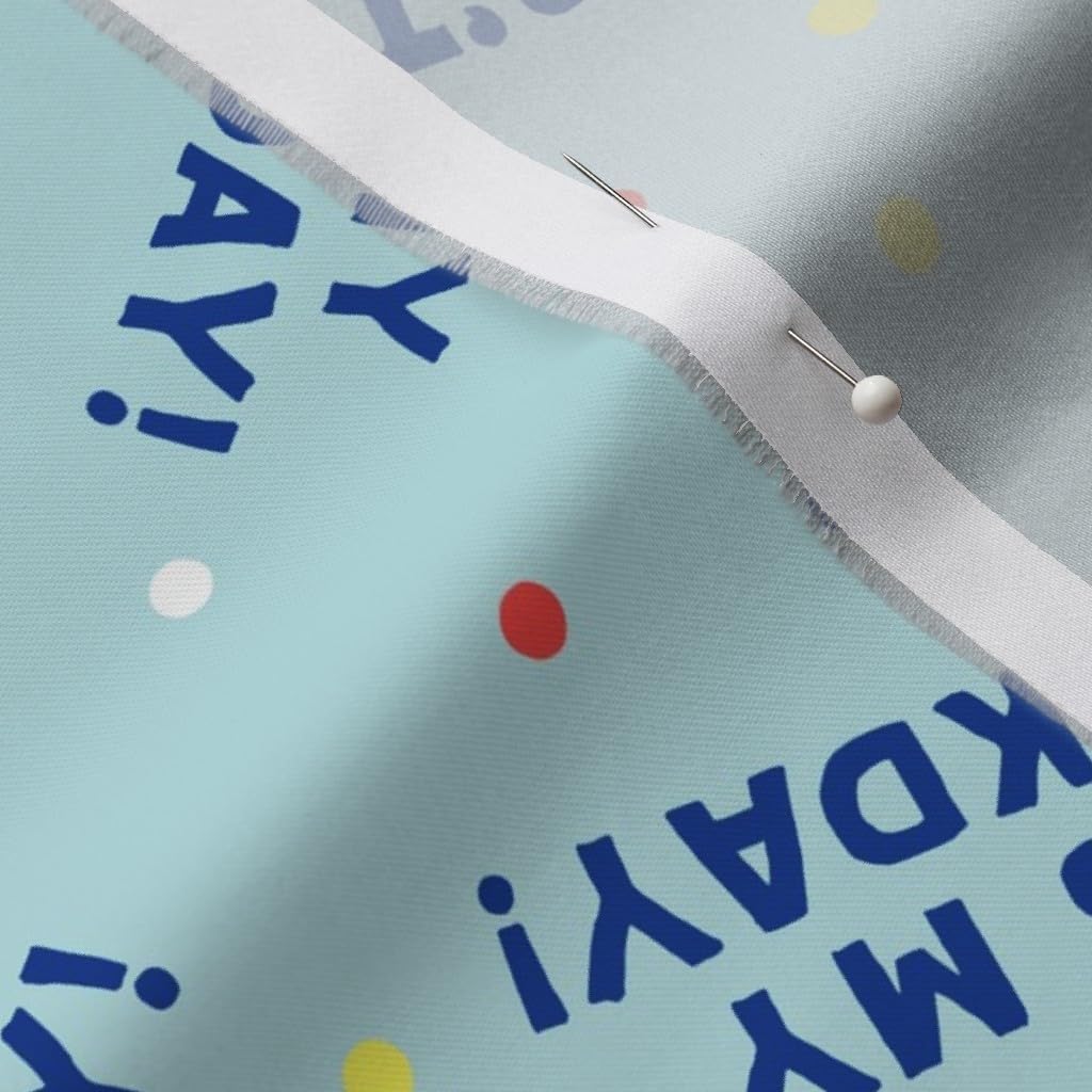 Spoonflower Fabric - Barkday Blue Dog Puppy Birthday Pet Rescue Dogs Printed on Organic Cotton Sateen Fabric by The Yard - Sewing Quilting Apparel Home Decor